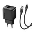 Cargador Oraimo 2USB + Cable Lightning 12w Bk